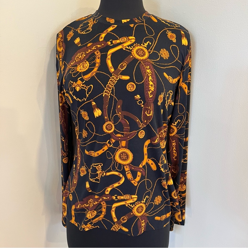 Brooks Brothers Equestrian horse bit Print Long Sleeve Top